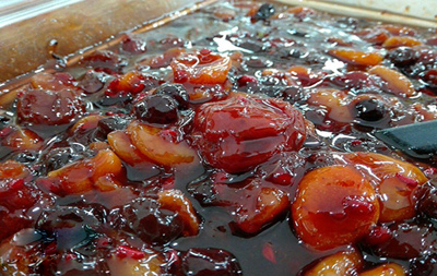 Lavashak with pomegranate paste and dried cherries 