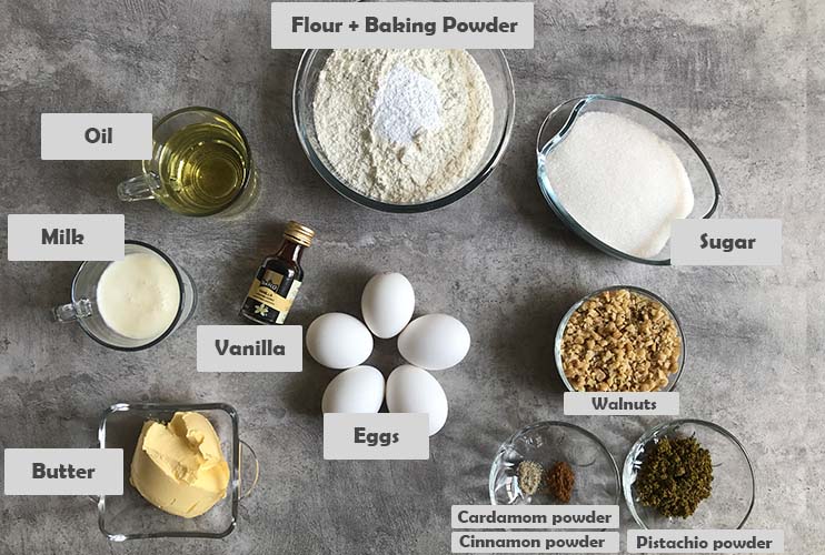 ingredients in baklava cake