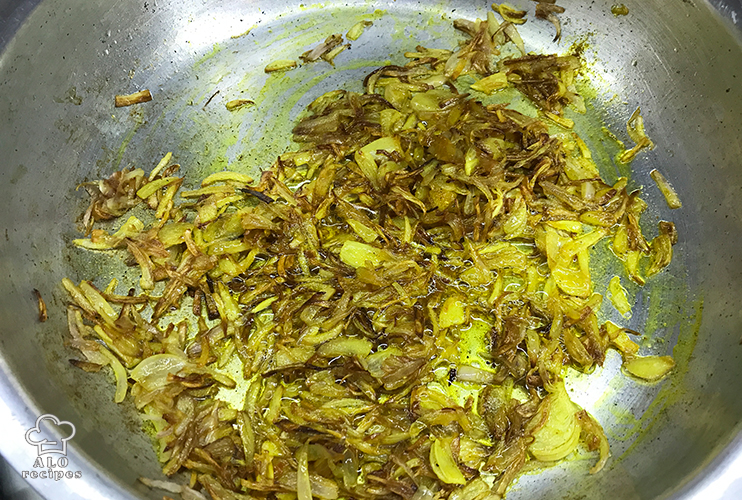 Fry onions in a pan