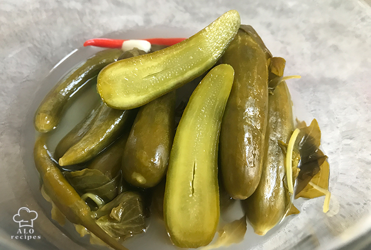 Inside a piece of well-pickled cucumber