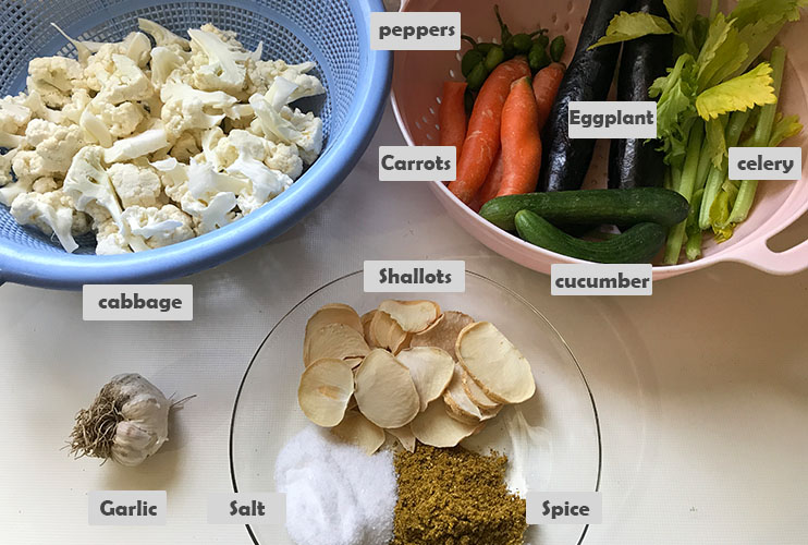 Ingredients for Mixed Vegetable Pickle