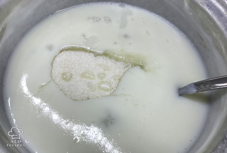 Add sugar and rose water