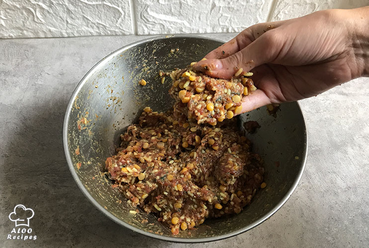 The paste is ready when it starts to stick to your hands