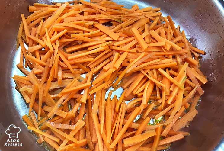 Put the carrots in the pan