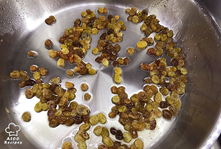 Add raisins to the pan