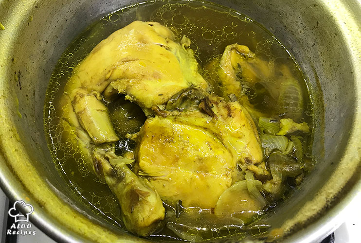 Cook chicken in boiling water