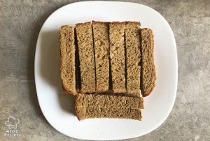 Strip slices of rye bread