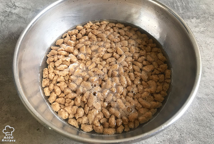 soak the soy grains on boiled water