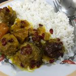 Meatball stew with plums and saffron